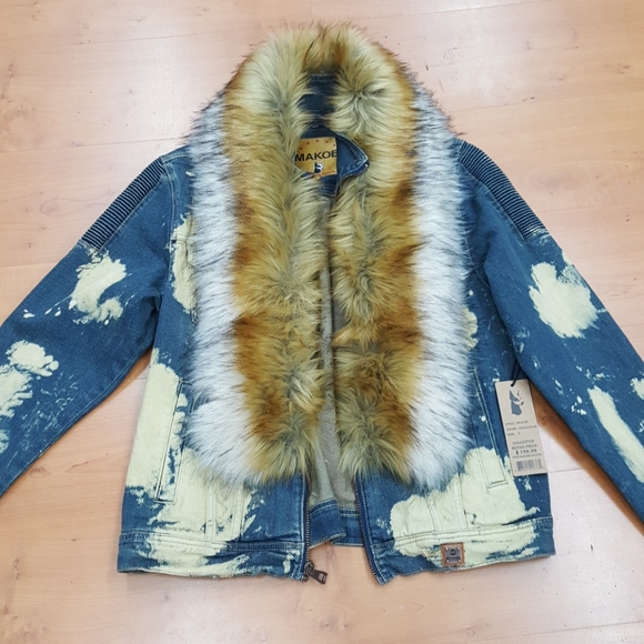 Denim Jacket White Fire Makabi For Men 